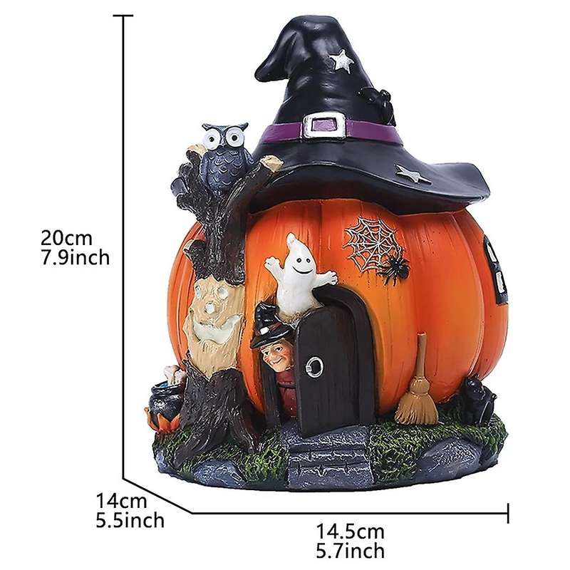 Sculptures Miniature for Halloween Garden Terrarium Pumpkin Fairy House Statue Resin Bedroom Festiva