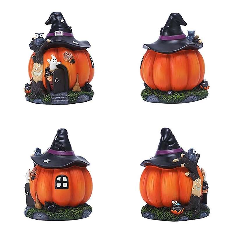 Sculptures Miniature for Halloween Garden Terrarium Pumpkin Fairy House Statue Resin Bedroom Festiva