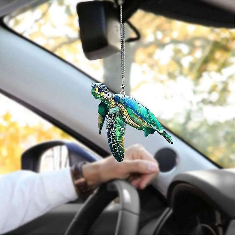 Sea Turtle Mom Ornament, Cute Car Ornament, Turtle Hanging Home Ornament, C