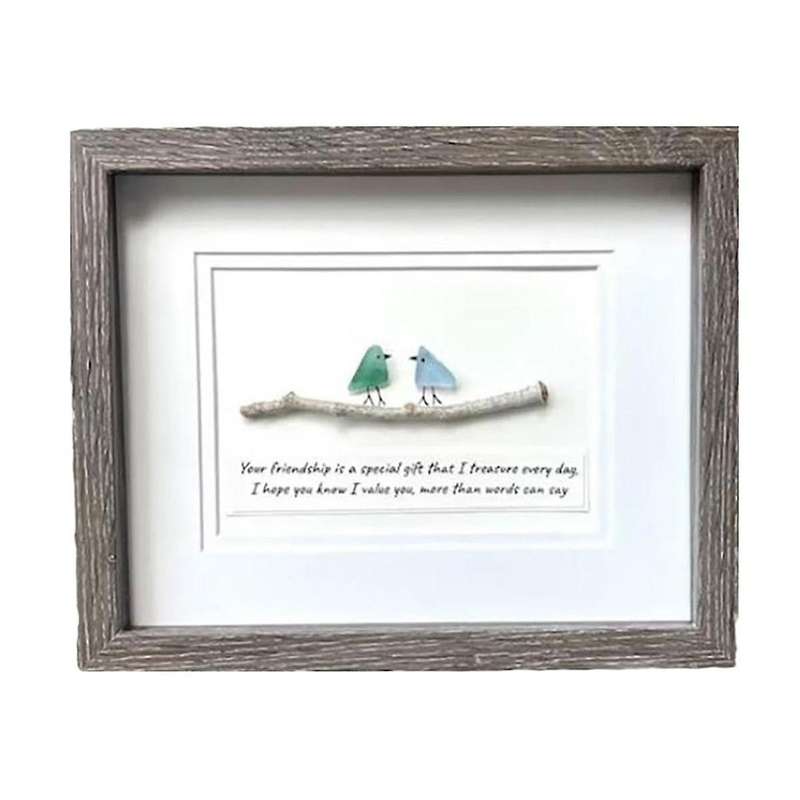Sea Glass Art, Seaglass Birds, Sea Glass Rainbow Birds, Driftwood Wall Decor, Handmade Sea Glass Art
