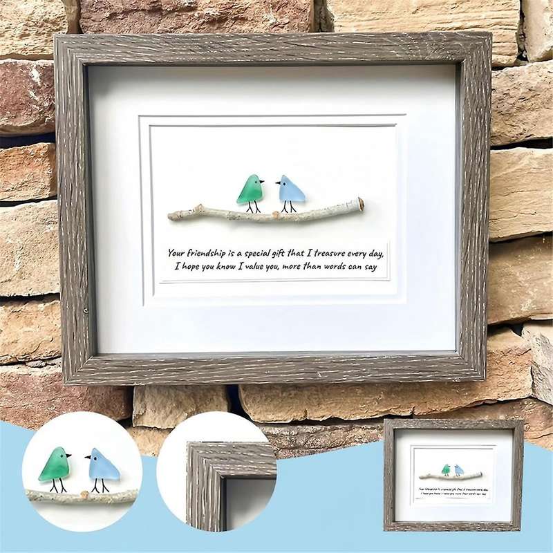 Sea Glass Art, Seaglass Birds, Sea Glass Rainbow Birds, Driftwood Wall Decor, Handmade Sea Glass Art