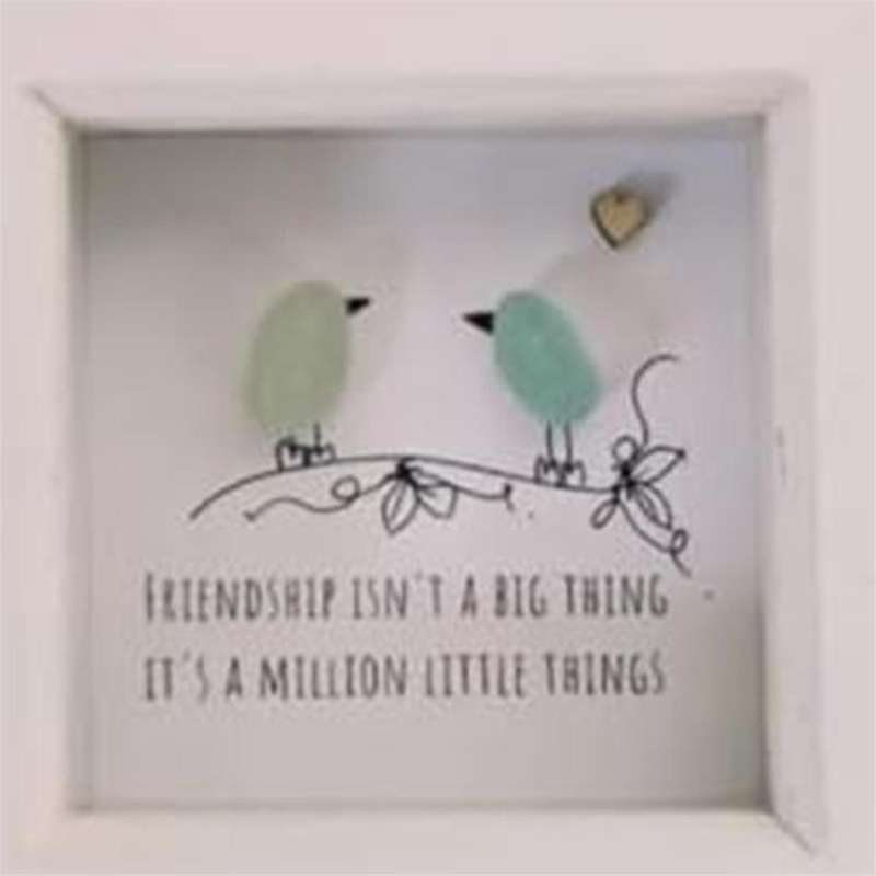Sea Glass Art, Gift,Sea Glass Birds,Sea Glass Rainbow Birds, Sea Glass Art Framed, Handmade Sea Glas
