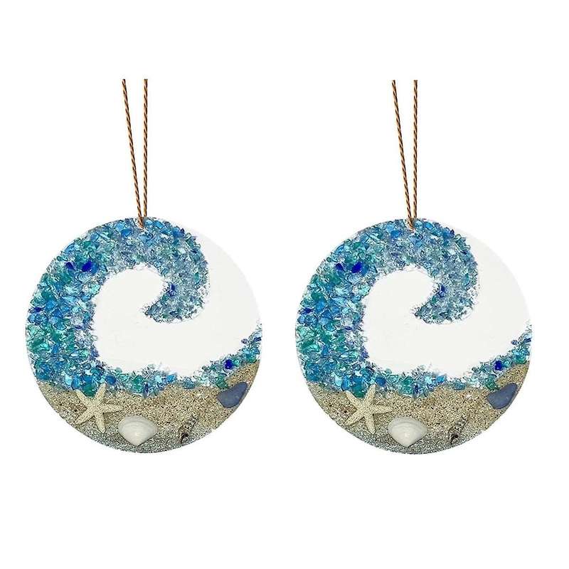Sea Glass Suncatcher Pendant Broken Crystal Ocean Beach Hanging Ornament Romantic Couple Transparent