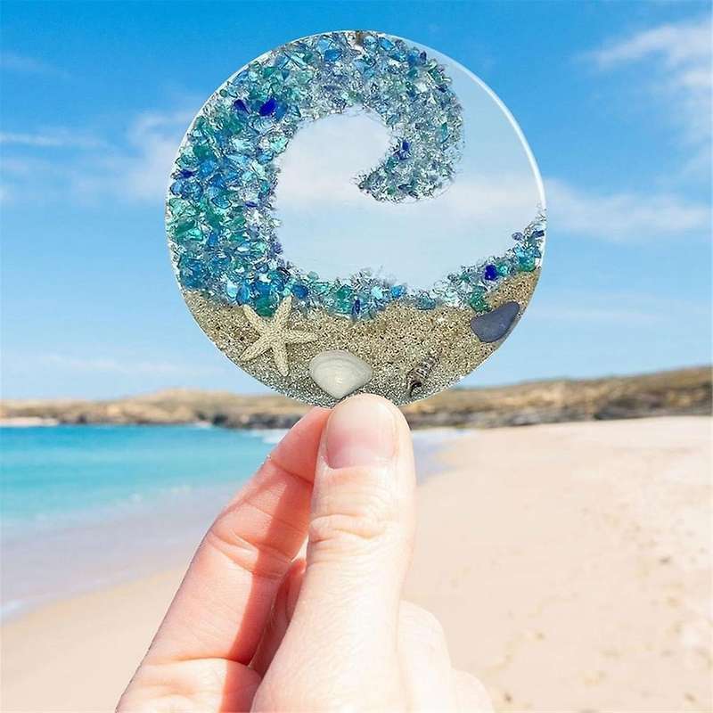Sea Glass Suncatcher Pendant Broken Crystal Ocean Beach Hanging Ornament Romantic Couple Transparent