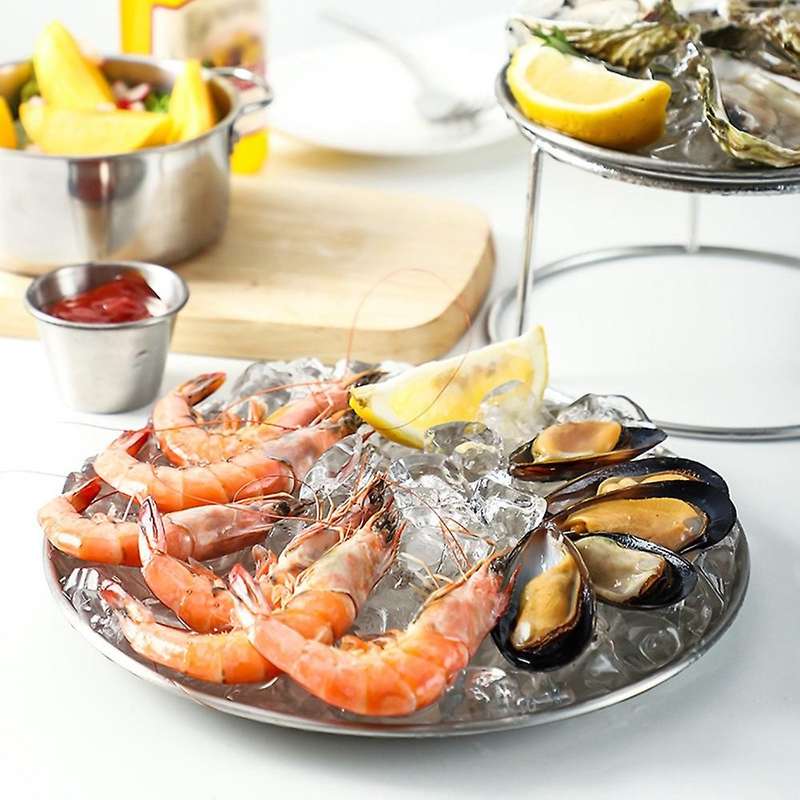 Seafood Plate Set Double Stainless Steel Plate Afternoon Tea Cake