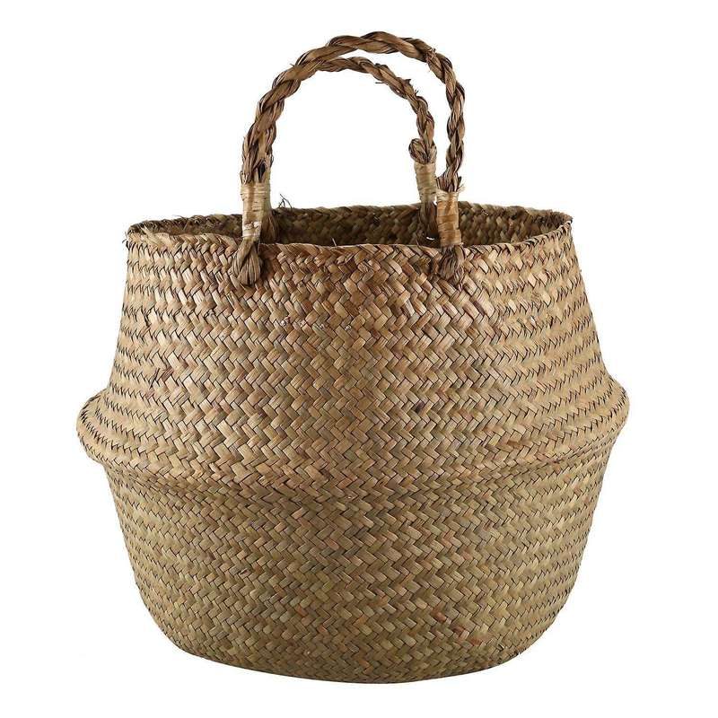 Seagrass Wickerwork Basket Rattan Foldable Hanging Woven Dirty Size L