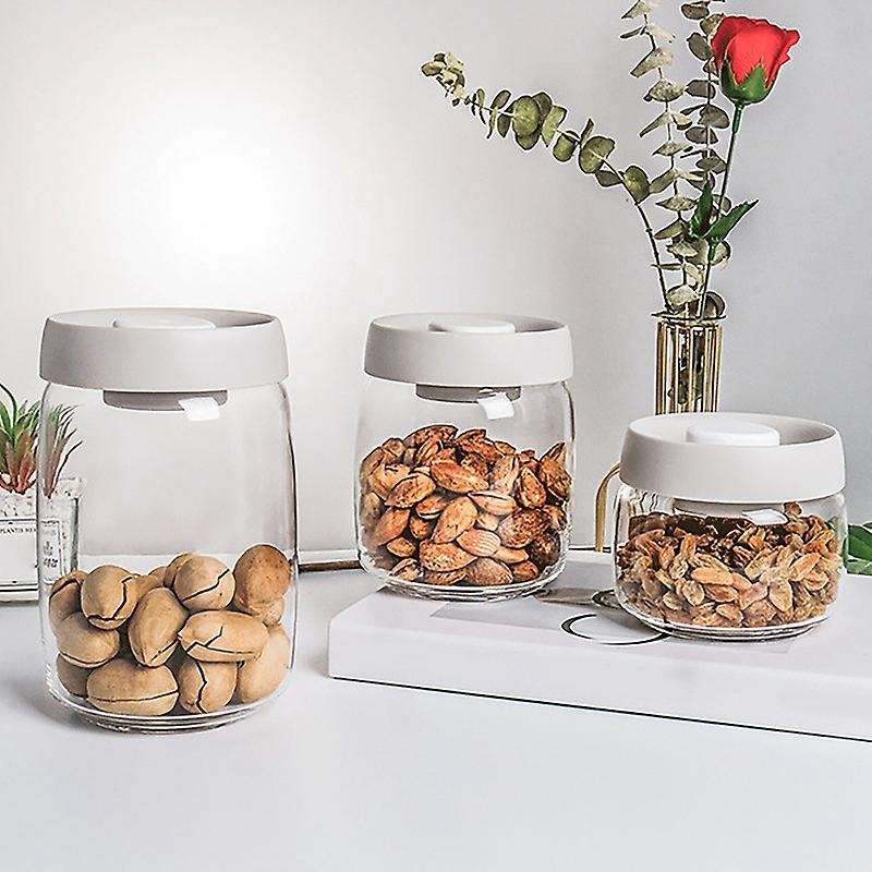 Seal Kitchen Storage Jar Set, Glass Jars with Vacuum Lid Glass Containers for Snacks, Coffee, Nuts 3