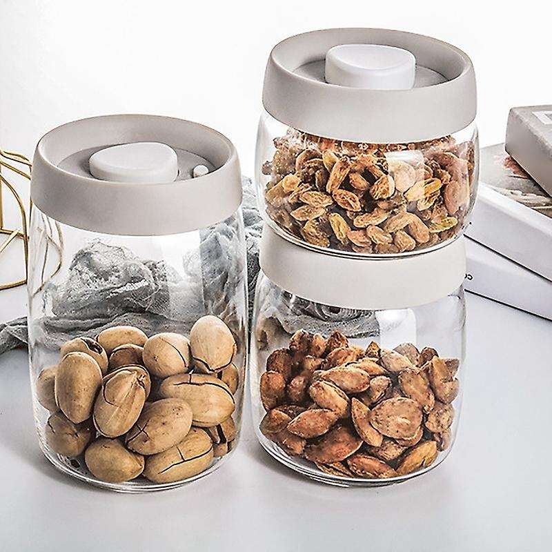 Seal Kitchen Storage Jar Set, Glass Jars with Vacuum Lid Glass Containers for Snacks, Coffee, Nuts 3
