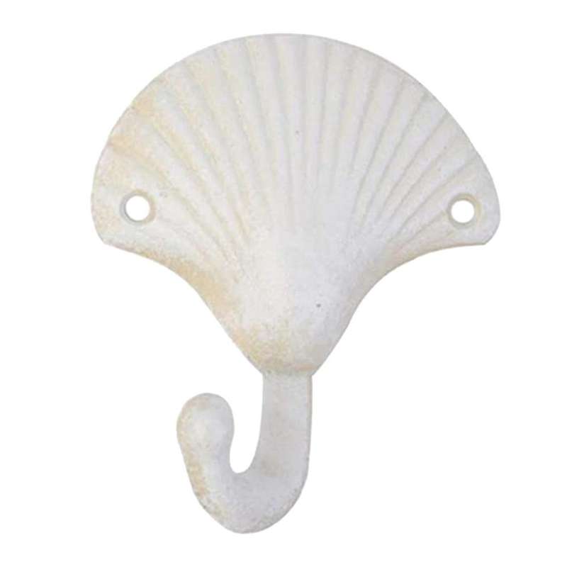 Seashell Cast Iron Decorative Wall Hooks Coats Hats Towels Hooks Beach Ocean Theme Chic Metal Hooks