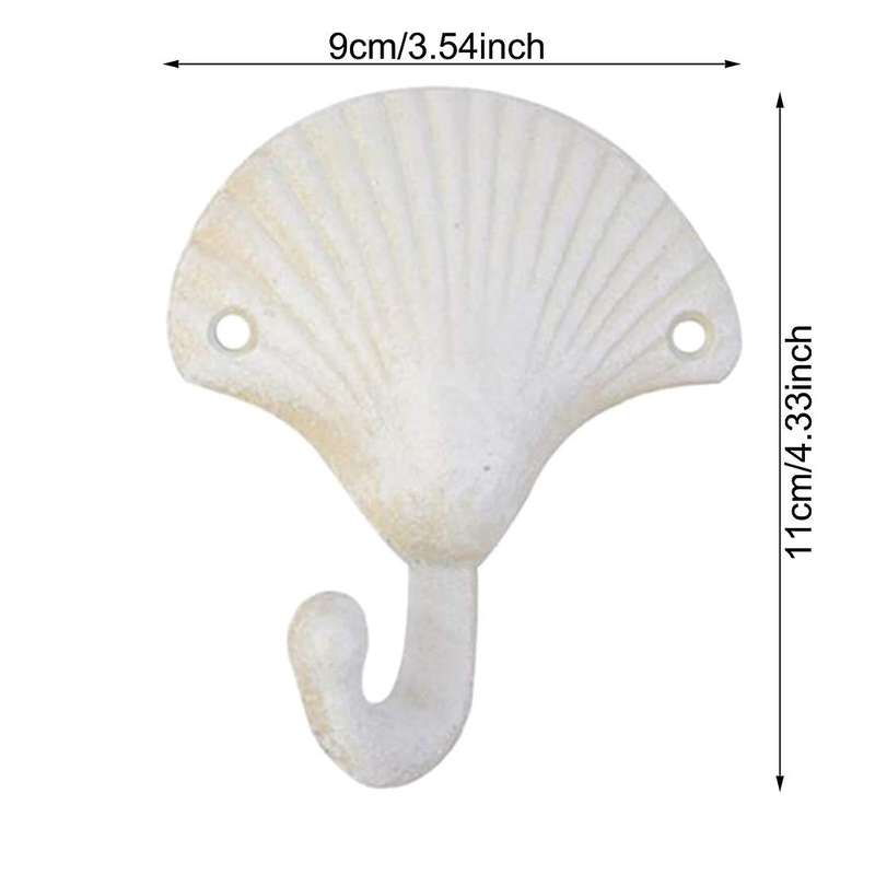 Seashell Cast Iron Decorative Wall Hooks Coats Hats Towels Hooks Beach Ocean Theme Chic Metal Hooks