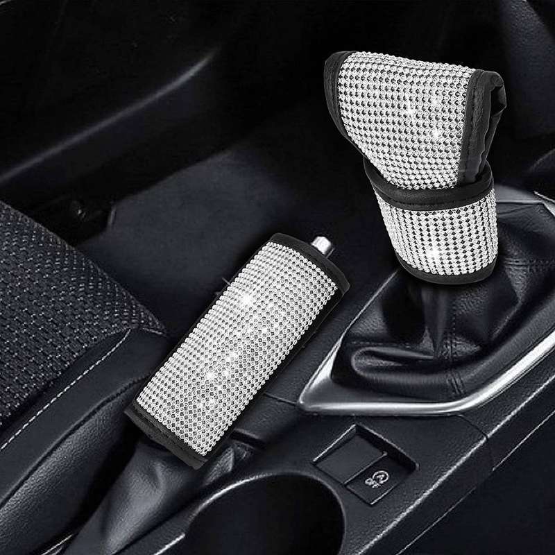 Seat Belt Shoulder Pads for Women Crystal Handbrake Cover,Handle Cover,Gear Shift Cover,Engine Bling