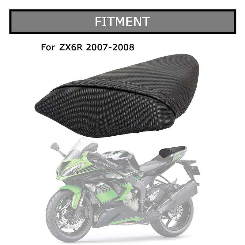 Seat Cushion Motorcycle Rear Passanger Seat Pillion Cushion Pad Tail for Ninja ZX6R 2007-2008 Black