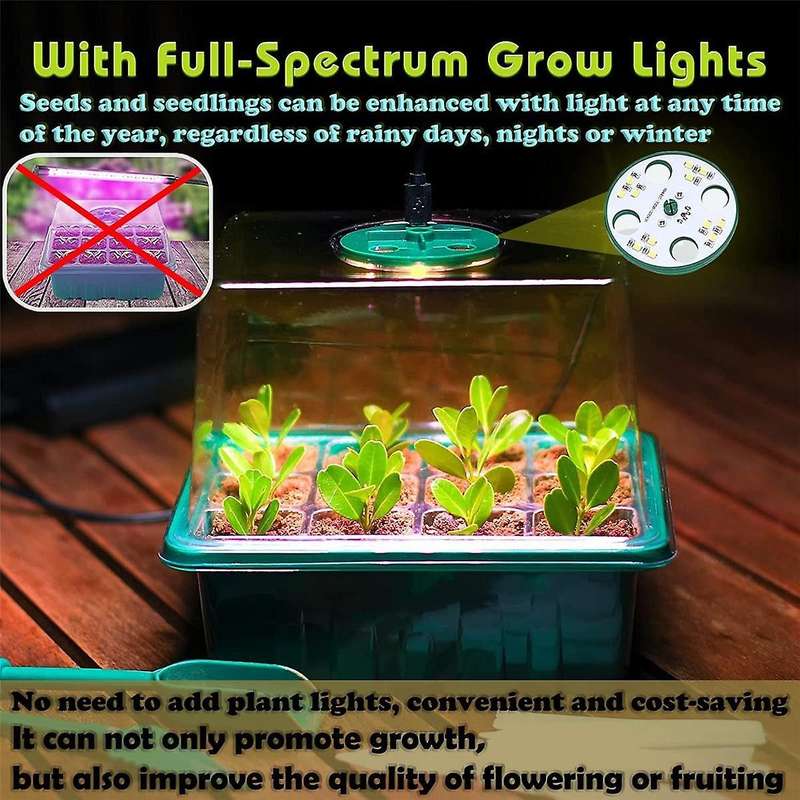 Seed Tray with Grow Light,5 Pack Seed Kit,increase Germination Rate&adjustable Humidity Seed