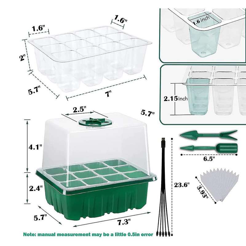 Seed Tray with Grow Light,5 Pack Seed Kit,increase Germination Rate&adjustable Humidity Seed