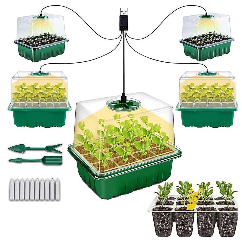 Seed Tray with Grow Light,5 Pack Seed Kit,increase Germination Rate&adjustable Humidity Seed