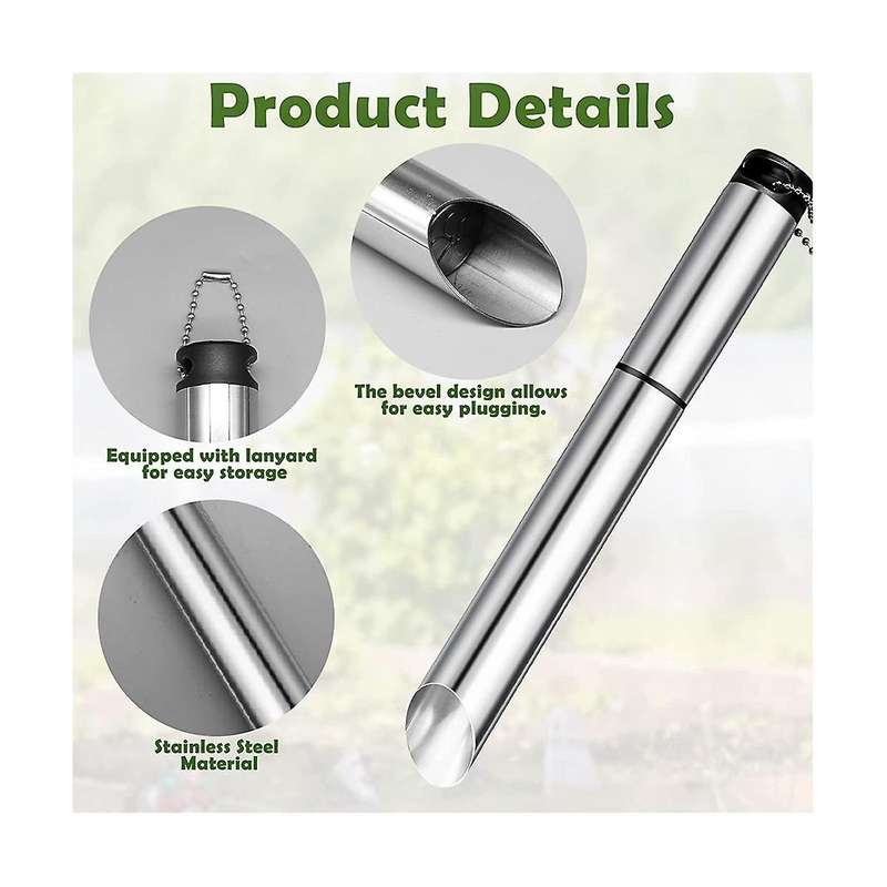 Seed Planter Tool, Stainless Steel Dibber Garden Tool Garden Bulb Planter Manual Hole for Gardening
