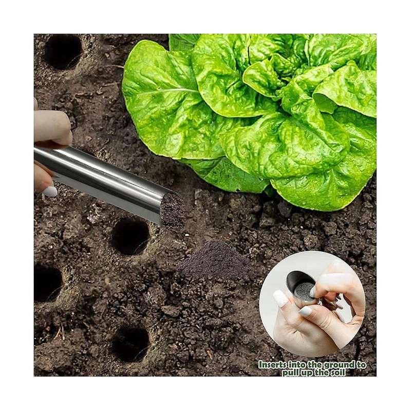 Seed Planter Tool, Stainless Steel Dibber Garden Tool Garden Bulb Planter Manual Hole for Gardening