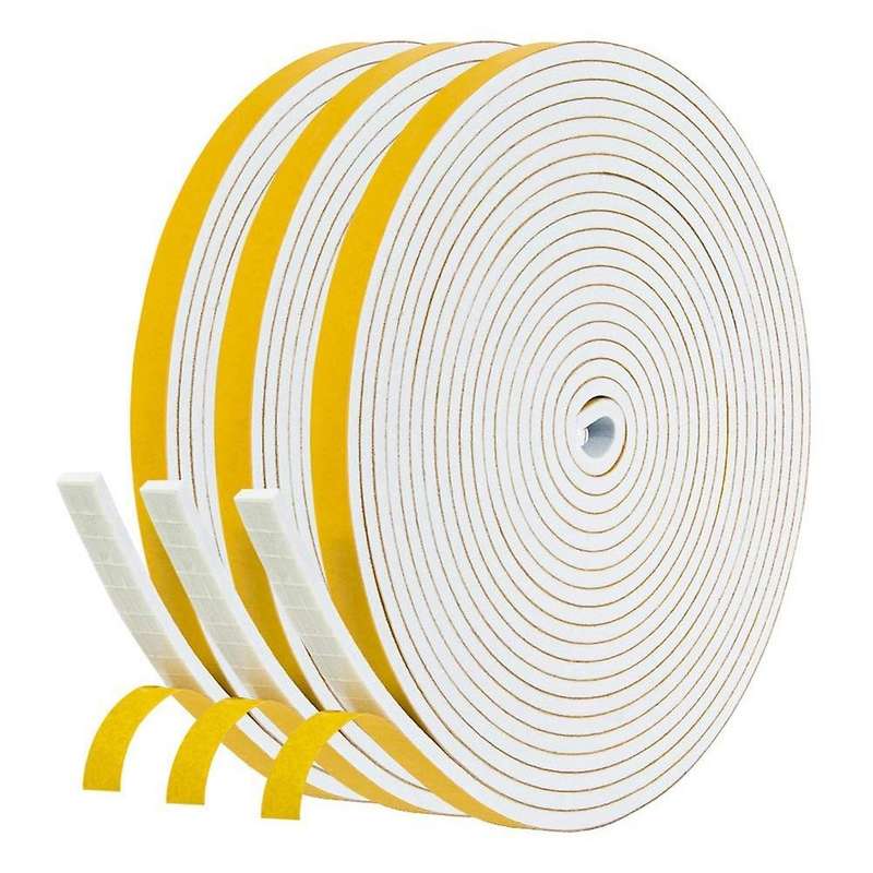 Self Adhesive Foam Tape Door Window Seal Door Draught Excluder Weatherstripping, 6mm Wide X 3mm Thi