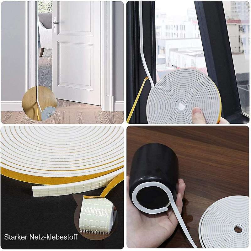 Self Adhesive Foam Tape Door Window Seal Door Draught Excluder Weatherstripping, 6mm Wide X 3mm Thi