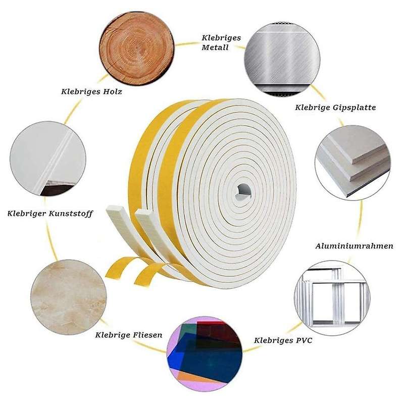 Self Adhesive Foam Tape Door Window Seal Door Draught Excluder Weatherstripping, 6mm Wide X 3mm Thi