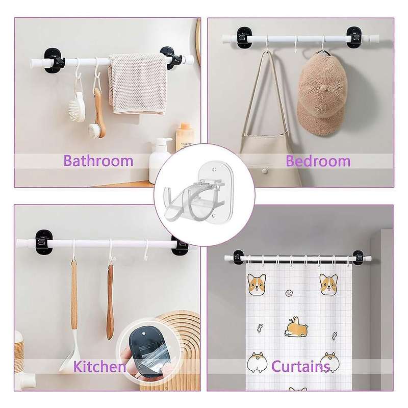 Self Adhesive Curtain Rod Holders,No Drill Curtain Brackets,Curtain Rod Brackets No Drill,for Bedroo