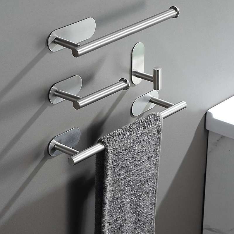 Self Adhesive or Wall Mounted Stainless Steel Towel Rack Stainless Steel 4 Piece Bathroom Accessory