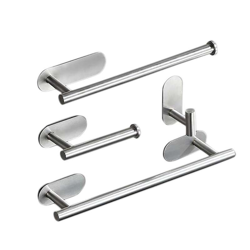 Self Adhesive or Wall Mounted Stainless Steel Towel Rack Stainless Steel 4 Piece Bathroom Accessory