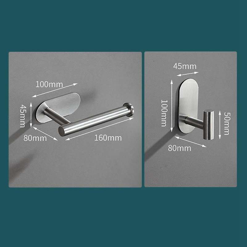 Self Adhesive or Wall Mounted Stainless Steel Towel Rack Stainless Steel 4 Piece Bathroom Accessory