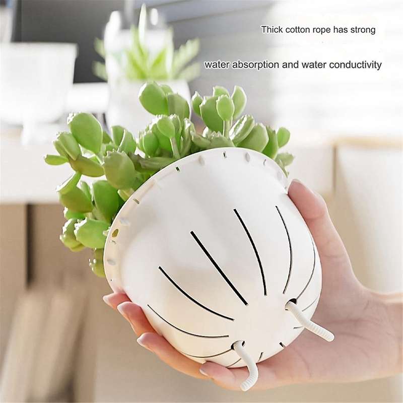 Self Watering Flowerpot Automatic Water Absorbing Flowerpot Transparent Double Layer Plastic Plant P