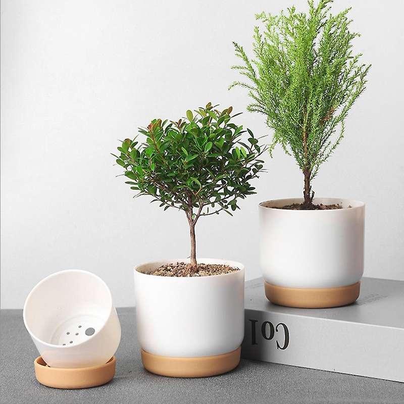 Self Watering Plant Pot Double Layer Plant Flowerpot Gardening Flower Pots Imitation Ceramic Greener