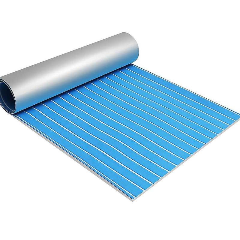 Self-Adhesive EVA Foam Teak Sheet 240X60cm Yacht Synthetic Decking Foam Floor Mat Blue with White Li