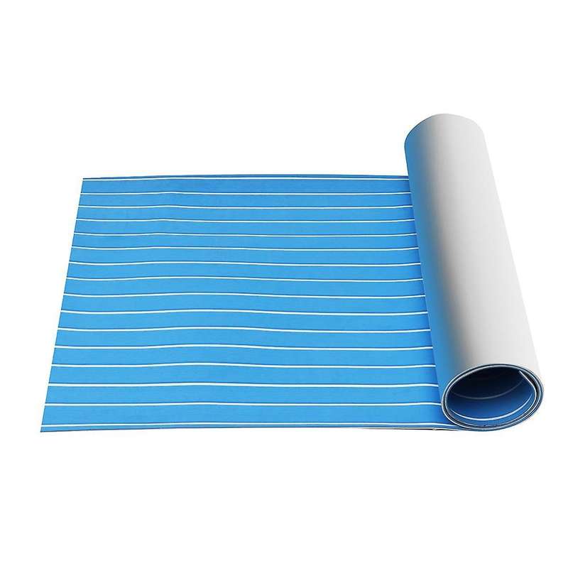 Self-Adhesive EVA Foam Teak Sheet 240X60cm Yacht Synthetic Decking Foam Floor Mat Blue with White Li