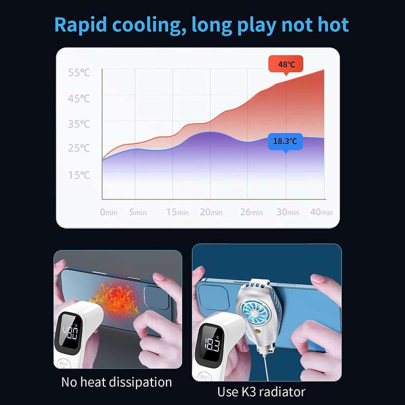 Semiconductor Refrigeration Phone Cooling Fan for Android IOS Game Radiator Portable USB Rechargeabl