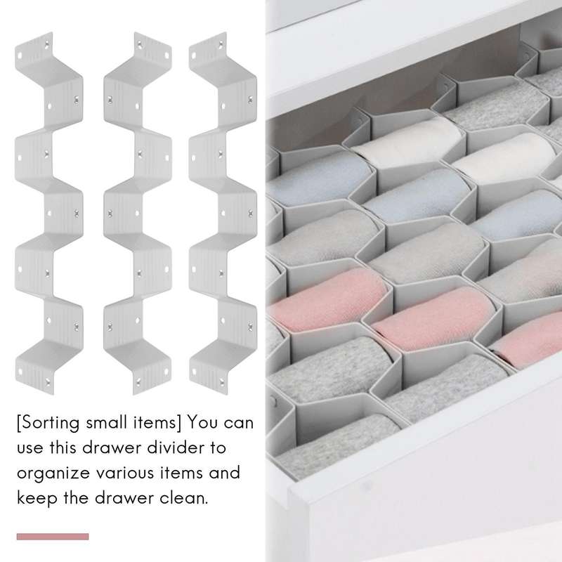 Separator Adjustable Drawer Organizer Divider for Underwear Belt-scarf Socks Organizer (gray)
