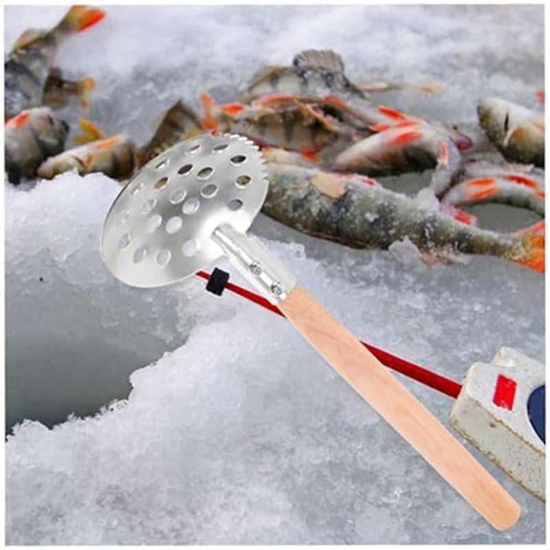 Serrated Ice Fishing Spoon,Metal Ice Scoop, Fishing Skimmer Scoop, Ice Fishing Filter Spoon,Fish Lan