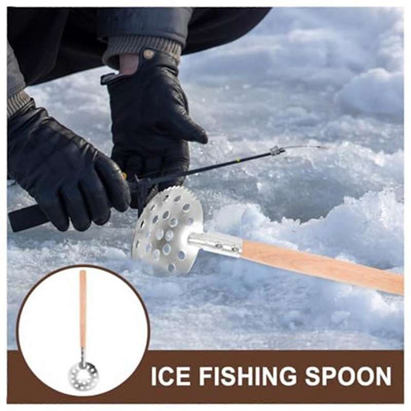Serrated Ice Fishing Spoon,Metal Ice Scoop, Fishing Skimmer Scoop, Ice Fishing Filter Spoon,Fish Lan