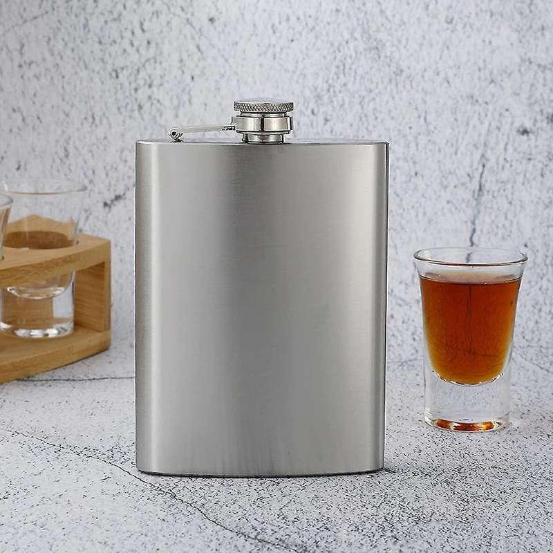 Set of 12 Hip Flask 8OZ Flask for Liquor for Men Silver Stainless Steel with 12 Pcs Funnel for Gift,
