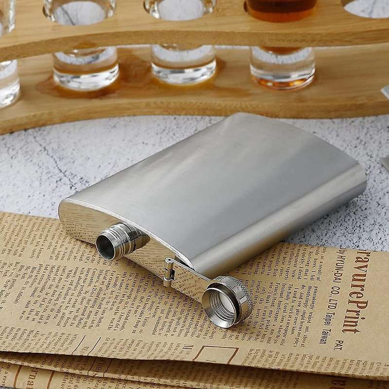 Set of 12 Hip Flask 8OZ Flask for Liquor for Men Silver Stainless Steel with 12 Pcs Funnel for Gift,