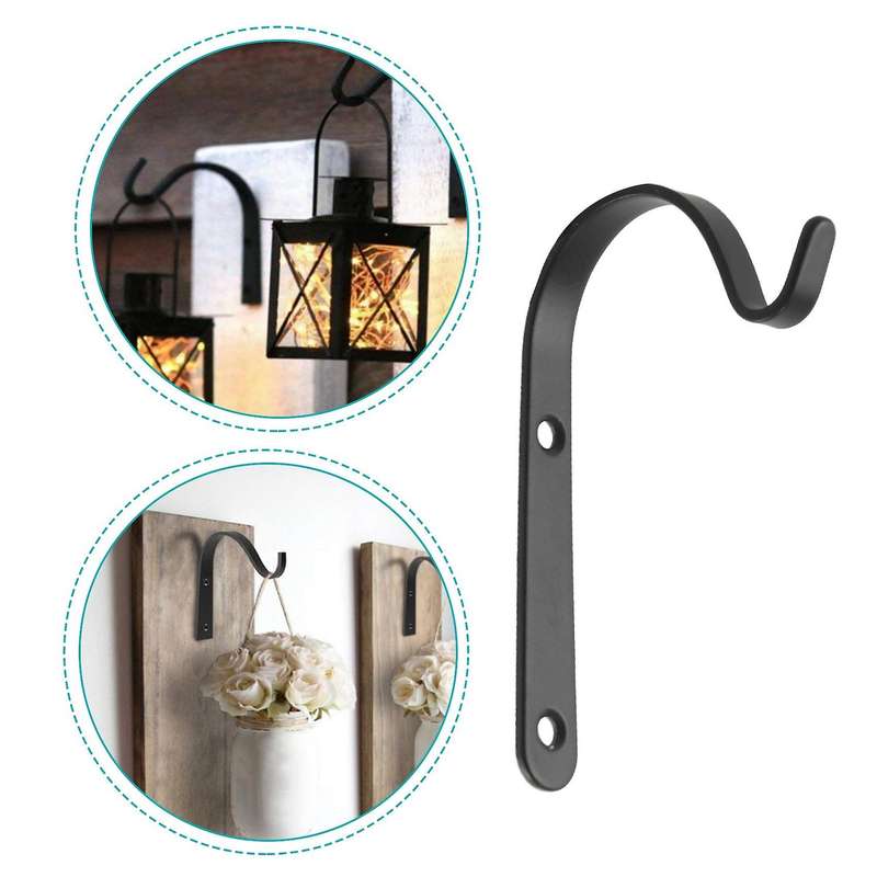 Set Of 10 Hanging Basket Bracket Hooks Iron Wall Hanging Hooks Curved Up Plant Hook for Hanging Bir