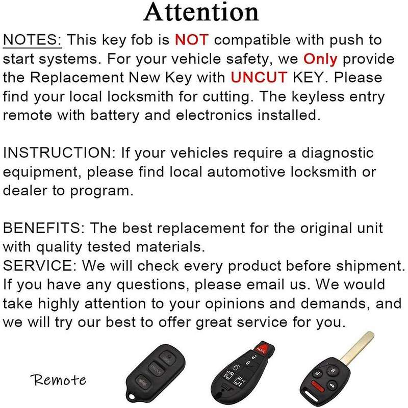 Set of 2 Keyless Remote Car Key Fob for 2008-2016 or 2008-2016 Grand Caravan M3N5WY7 M3N5WY783X