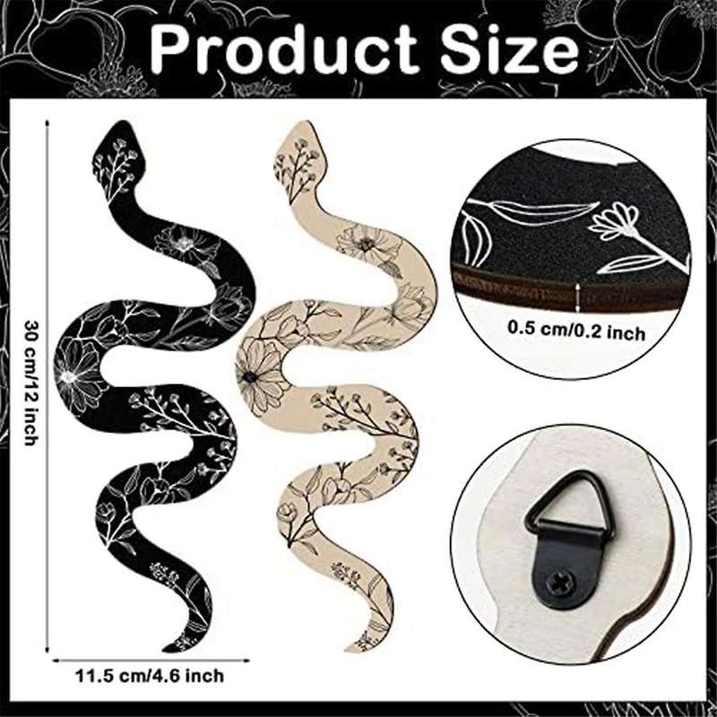 Set Of 2 Earthy Room Wall Decor Boho Cute Wooden Snake Decor Natural Aesthetic Desk Decor Altar Dec