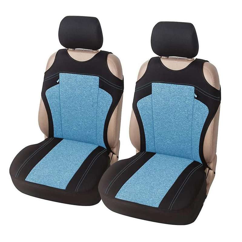 Set Of 2 Universal Car Seat Covers - Fits Most Vehicles, Car, Truck - Blue T-Shirt Style
