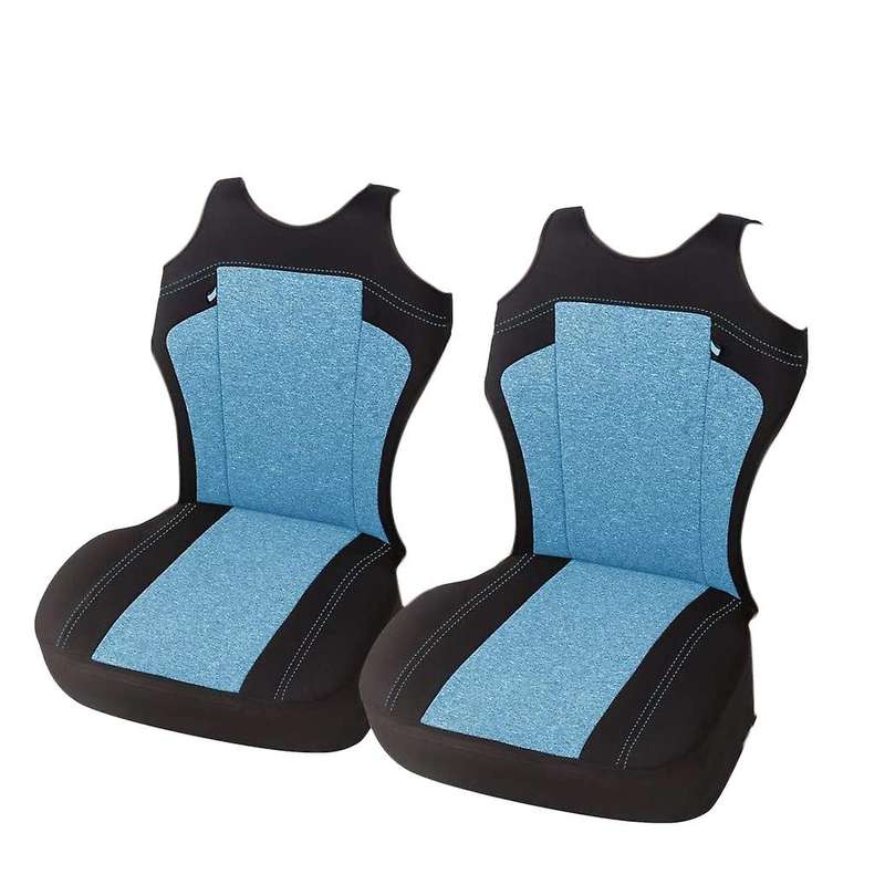 Set Of 2 Universal Car Seat Covers - Fits Most Vehicles, Car, Truck - Blue T-Shirt Style