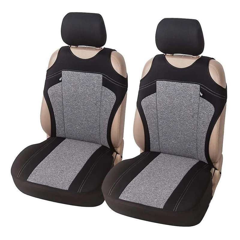 Set Of 2 Universal Car Seat Covers - Fits Most Vehicles, Car, Truck - Gray T-Shirt Style