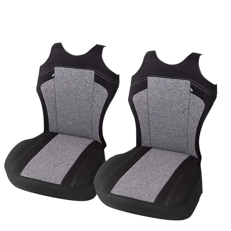 Set Of 2 Universal Car Seat Covers - Fits Most Vehicles, Car, Truck - Gray T-Shirt Style