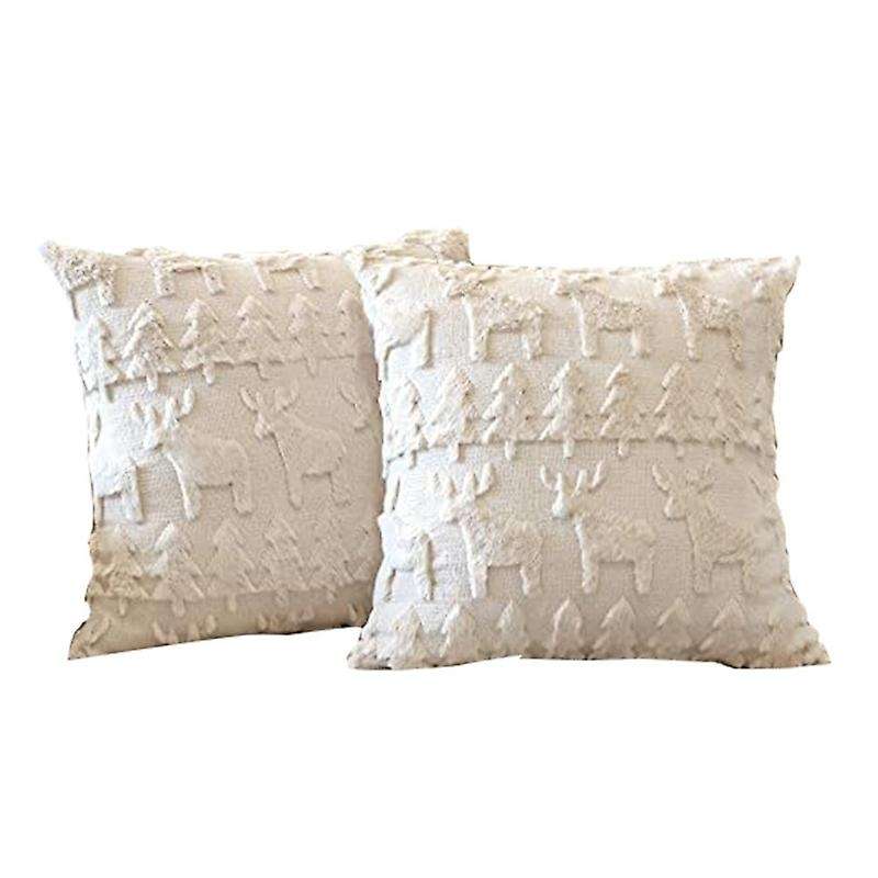 Set Of 2 Soft Plush Short Wool Velvet Decorative Throw Pillow Covers Square Luxury Style Cushion Cas