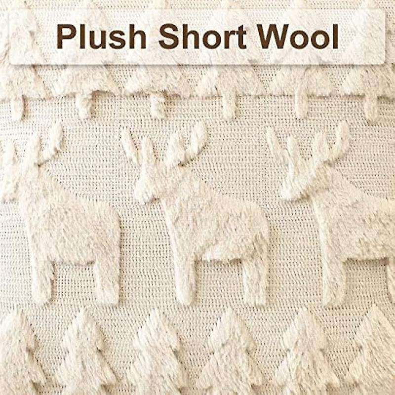 Set Of 2 Soft Plush Short Wool Velvet Decorative Throw Pillow Covers Square Luxury Style Cushion Cas