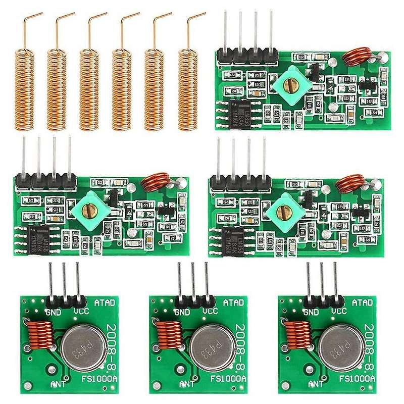 Set of 3 433 MHz Radio Transmitter and Receiver Module + 433 MHz Antenna Helical Spiral Spring Remo