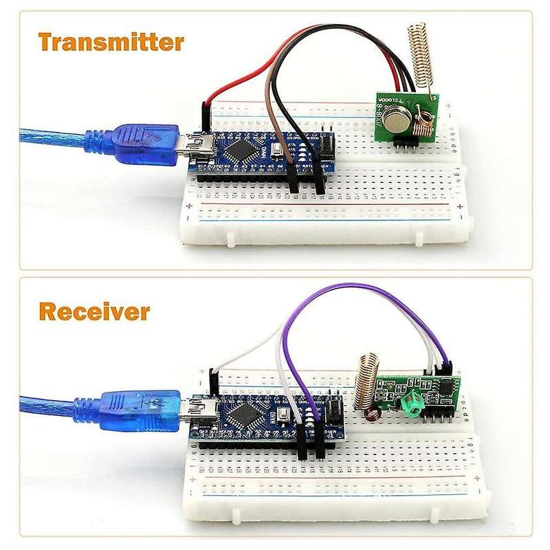 Set of 3 433 MHz Radio Transmitter and Receiver Module + 433 MHz Antenna Helical Spiral Spring Remo