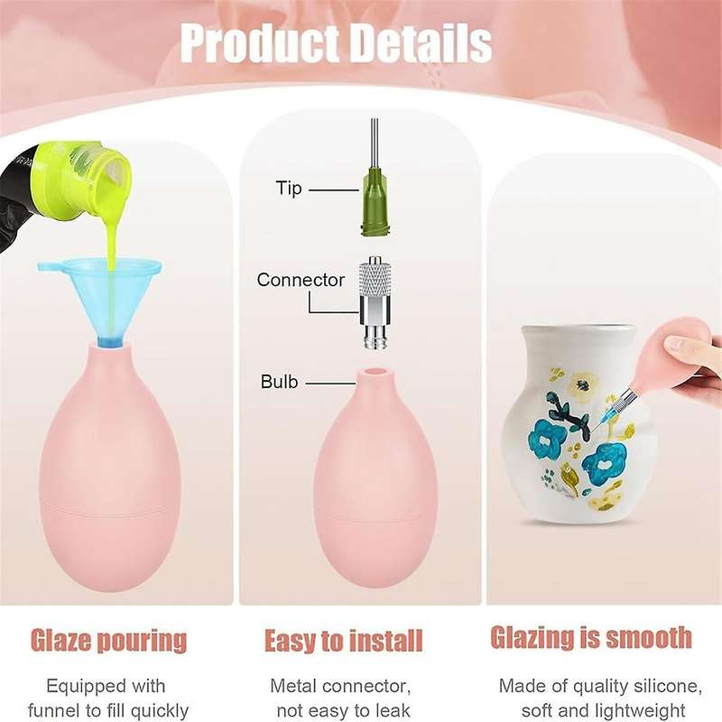 Set of 3 Ceramic Precision Tip Applicator Bottles for Pottery Tools for Clay Supplies with Needle an